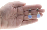 Ethereal Drops - Vintage Signed 'Sajen'Sterling Silver Opalite Briolette & Natural Amethyst Earrings (VE528)