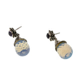 Ethereal Drops - Vintage Signed 'Sajen'Sterling Silver Opalite Briolette & Natural Amethyst Earrings (VE528)