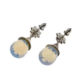 Ethereal Drops - Vintage Signed 'Sajen'Sterling Silver Opalite Briolette & Natural Amethyst Earrings (VE528)