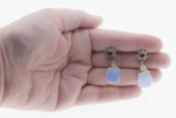 Ethereal Drops - Vintage Signed 'Sajen'Sterling Silver Opalite Briolette & Natural Amethyst Earrings (VE528)