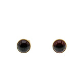 Vampire Bite - Vintage English 9K Gold Natural Garnet Cabochon Stud Earrings (VE529)