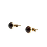 Vampire Bite - Vintage English 9K Gold Natural Garnet Cabochon Stud Earrings (VE529)
