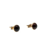 Vampire Bite - Vintage English 9K Gold Natural Garnet Cabochon Stud Earrings (VE529)