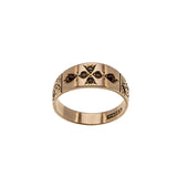Petite Point  - Victorian Circa 1890 14K Gold Natural Garnet  & Seed Pearl Engraved Gypsy Ring (VICR185)
