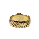 On This Day In 1894 - Victorian English 18K Gold Carved 'Forget Me Knot & Foliage' Buckle Band Ring (VICR186)