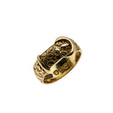 On This Day In 1894 - Victorian English 18K Gold Carved 'Forget Me Knot & Foliage' Buckle Band Ring (VICR186)