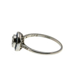 Blue Aura - Art Deco Platinum Natural Transitional Cut, Rose Cut Diamond & French Cut Sapphire Target Ring (ADR295)