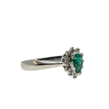 Rain Forest - Vintage Platinum Natural Shaped Pear Emerald  & Diamond Cluster Ring (VR1116)