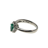 Rain Forest - Vintage Platinum Natural Shaped Pear Emerald  & Diamond Cluster Ring (VR1116)