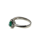 Rain Forest - Vintage Platinum Natural Shaped Pear Emerald  & Diamond Cluster Ring (VR1116)