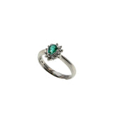 Rain Forest - Vintage Platinum Natural Shaped Pear Emerald  & Diamond Cluster Ring (VR1116)