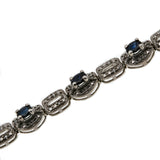 Indigo Adornment - Estate Sterling Silver Sapphire & Diamond Tennis Bracelet (EB029)