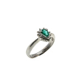 Rain Forest - Vintage Platinum Natural Shaped Pear Emerald  & Diamond Cluster Ring (VR1116)