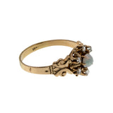 Colour Symphony - Victorian 10K Gold Natural Australian Opal & Rose Cut Diamond Carved Cluster Ring  (VICR187)