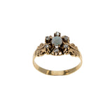 Colour Symphony - Victorian 10K Gold Natural Australian Opal & Rose Cut Diamond Carved Cluster Ring  (VICR187)