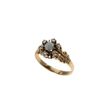 Colour Symphony - Victorian 10K Gold Natural Australian Opal & Rose Cut Diamond Carved Cluster Ring  (VICR187)