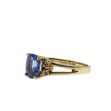 French Lavender - Vintage 14K Gold Natural Tanzanite & Diamond Ring (VR1117)