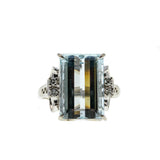 Seascape - Estate Platinum Aquamarine & Diamond Ring (ER317)