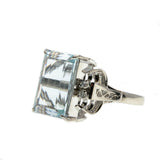 Seascape - Estate Platinum Aquamarine & Diamond Ring (ER317)