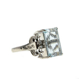 Seascape - Estate Platinum Aquamarine & Diamond Ring (ER317)