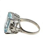 Seascape - Estate Platinum Aquamarine & Diamond Ring (ER317)