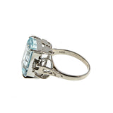 Seascape - Estate Platinum Aquamarine & Diamond Ring (ER317)