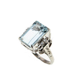 Seascape - Estate Platinum Aquamarine & Diamond Ring (ER317)