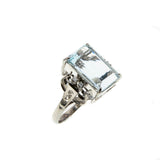 Seascape - Estate Platinum Aquamarine & Diamond Ring (ER317)