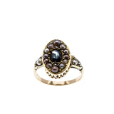 Lovingly Restored - Edwardian English 15K/9K Natural Sapphire & Pearl Navette RIng (EDR104)