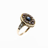 Lovingly Restored - Edwardian English 15K/9K Natural Sapphire & Pearl Navette RIng (EDR104)