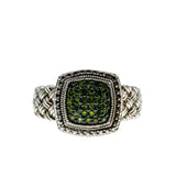Metropolis - Vintage Sterling Silver Natural Green Diamond Braided Ring (VR1118)
