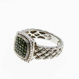 Metropolis - Vintage Sterling Silver Natural Green Diamond Braided Ring (VR1118)