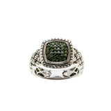 Metropolis - Vintage Sterling Silver Natural Green Diamond Braided Ring (VR1118)