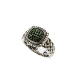 Metropolis - Vintage Sterling Silver Natural Green Diamond Braided Ring (VR1118)
