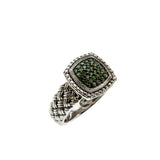 Metropolis - Vintage Sterling Silver Natural Green Diamond Braided Ring (VR1118)