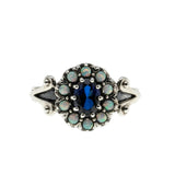 Indigo & Colour - Estate Sterling Silver Sapphire & Opal Cluster Ring (ER443)