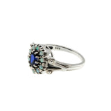 Indigo & Colour - Estate Sterling Silver Sapphire & Opal Cluster Ring (ER443)