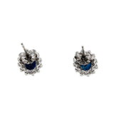 Indigo Halos - Vintage 14K White Gold Sapphire & Diamond Stud Earrings (VE390)