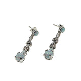 Foliage & Colour - Estate Sterling Silver Opal Dangly Earrings (EE241)