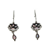 Clusters Of Colour - Estate Sterling Silver Opal Daisy Flower Dangly Earrings (EE242)