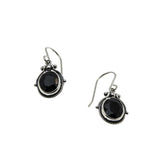 Blacker Than Black - Estate Sterling Silver Natural Black Agate Dangly Earrings (EE243)