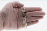 Purity & elegance - Victorian 14K Gold & Silver Natural Rose Cut Diamond Akoya Cultured Pearl Bracelet (VICB029)