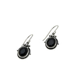 Blacker Than Black - Estate Sterling Silver Natural Black Agate Dangly Earrings (EE243)