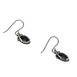 Blacker Than Black - Estate Sterling Silver Natural Black Agate Dangly Earrings (EE243)