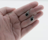 Blacker Than Black - Estate Sterling Silver Natural Black Agate Dangly Earrings (EE243)