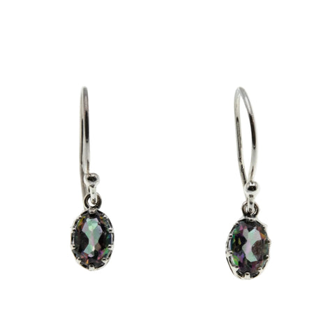 Mystique - Estate Sterling Silver Natural Mystic Topaz Dangly Earrings (EE244)