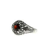 Edwardian Revival - Estate Sterling Silver Natural Garnet Filigree Ring (ER445)
