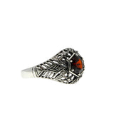 Edwardian Revival - Estate Sterling Silver Natural Garnet Filigree Ring (ER445)