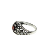 Edwardian Revival - Estate Sterling Silver Natural Garnet Filigree Ring (ER445)