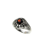 Edwardian Revival - Estate Sterling Silver Natural Garnet Filigree Ring (ER445)